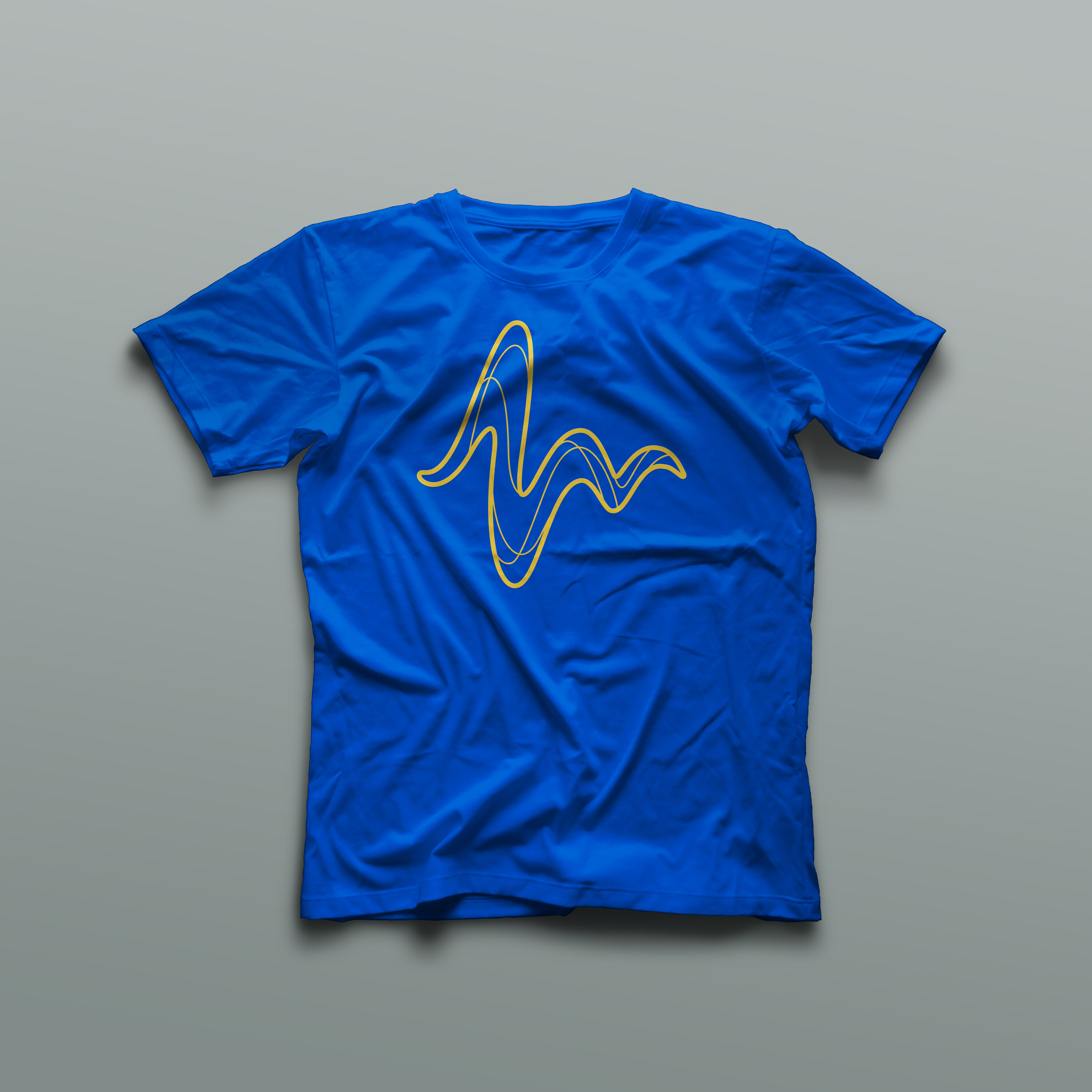 Blue t-shirt with gold waveform